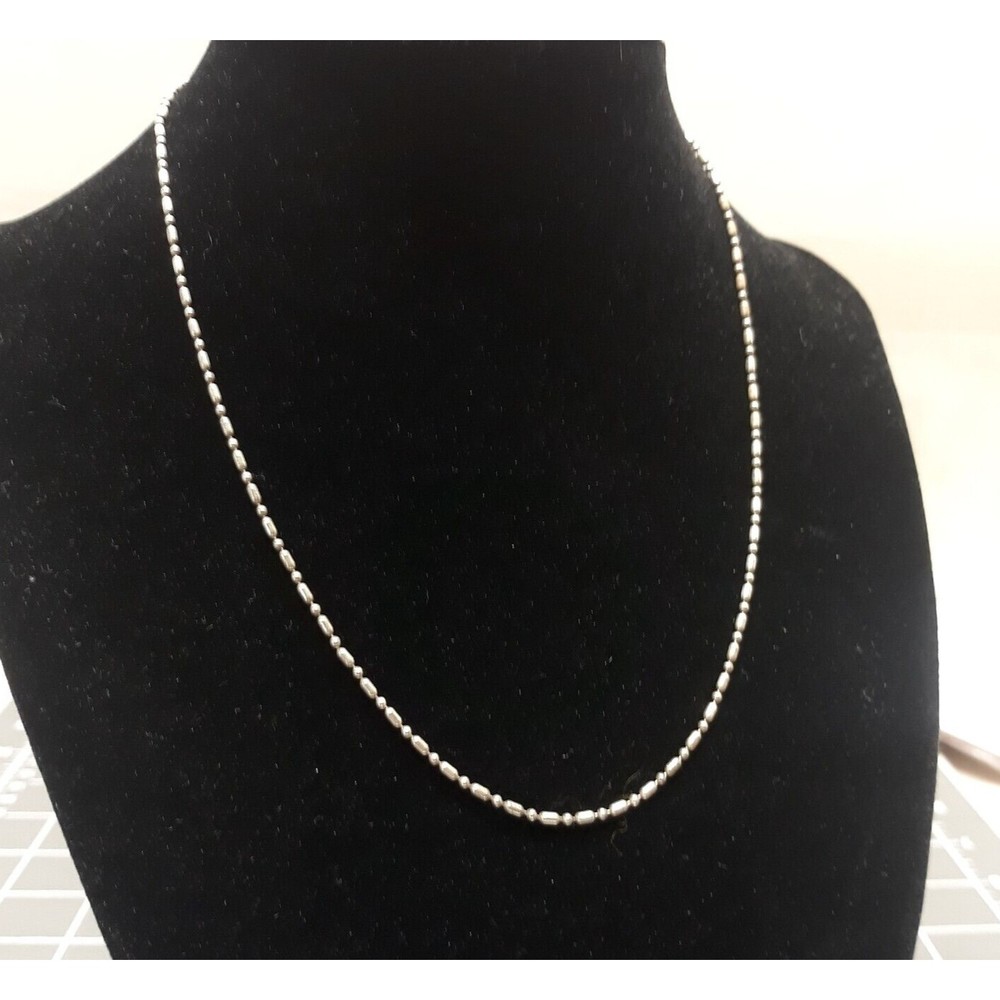 Vintage Ball & Barrel Necklace Chain 925 Sterling Silver 16”L Chain 2.9g UNISEX